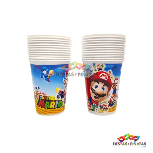 vasos cumpleaños de Mario Bross para niños | Decoración temática Mario Bross para cumpleaños infantil fiestas y piñatas Bogotá