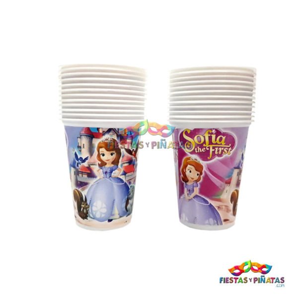 vasos cumpleaños de Princesa Sofia para niñas | Decoración temática Princesa Sofia para cumpleaños infantil fiestas y piñatas Bogotá