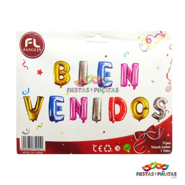Bouquet globos Metalizados letras Bienvenidos para fiestas infantiles| Decoración temática Letras Bienvenidos para cumpleaños infantil fiestas y piñatas Bogotá
