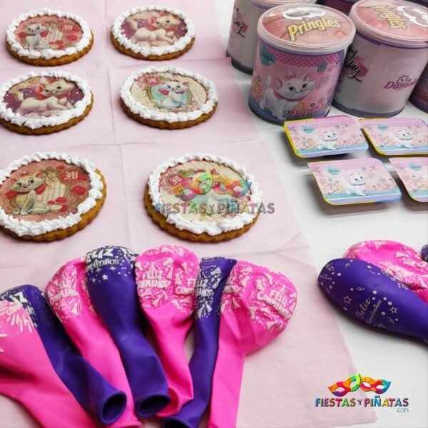 kit de decoración personalizado para fiestas infantiles| Decoración temática Gata Mery para cumpleaños infantil fiestas y piñatas Bogotá