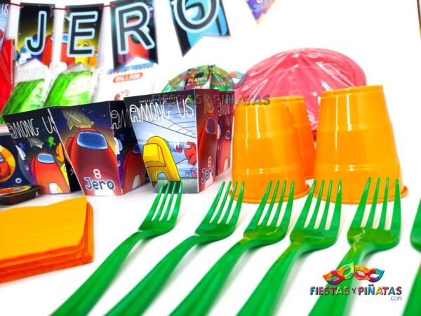 kit de decoración personalizado para fiestas infantiles| Decoración temática Among us para cumpleaños infantil fiestas y piñatas Bogotá