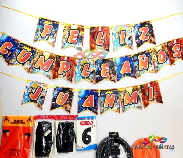 kit de decoración personalizado para fiestas infantiles| Decoración temática Naruto para cumpleaños infantil fiestas y piñatas Bogotá