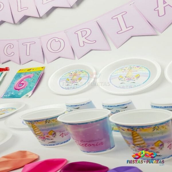 kit de decoración personalizado para fiestas infantiles| Decoración temática Unicornio pestañas para cumpleaños infantil fiestas y piñatas Bogotá