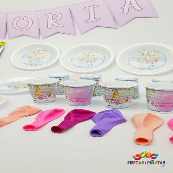 kit de decoración personalizado para fiestas infantiles| Decoración temática Unicornio pestañas para cumpleaños infantil fiestas y piñatas Bogotá