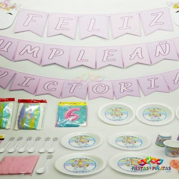 kit de decoración personalizado para fiestas infantiles| Decoración temática Unicornio pestañas para cumpleaños infantil fiestas y piñatas Bogotá