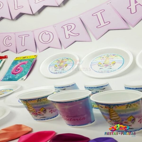 kit de decoración personalizado para fiestas infantiles| Decoración temática Unicornio pestañas para cumpleaños infantil fiestas y piñatas Bogotá