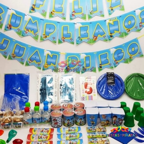 kit de decoración personalizado para fiestas infantiles| Decoración temática Patrulla canina - paw Patrol para cumpleaños infantil fiestas y piñatas Bogotá